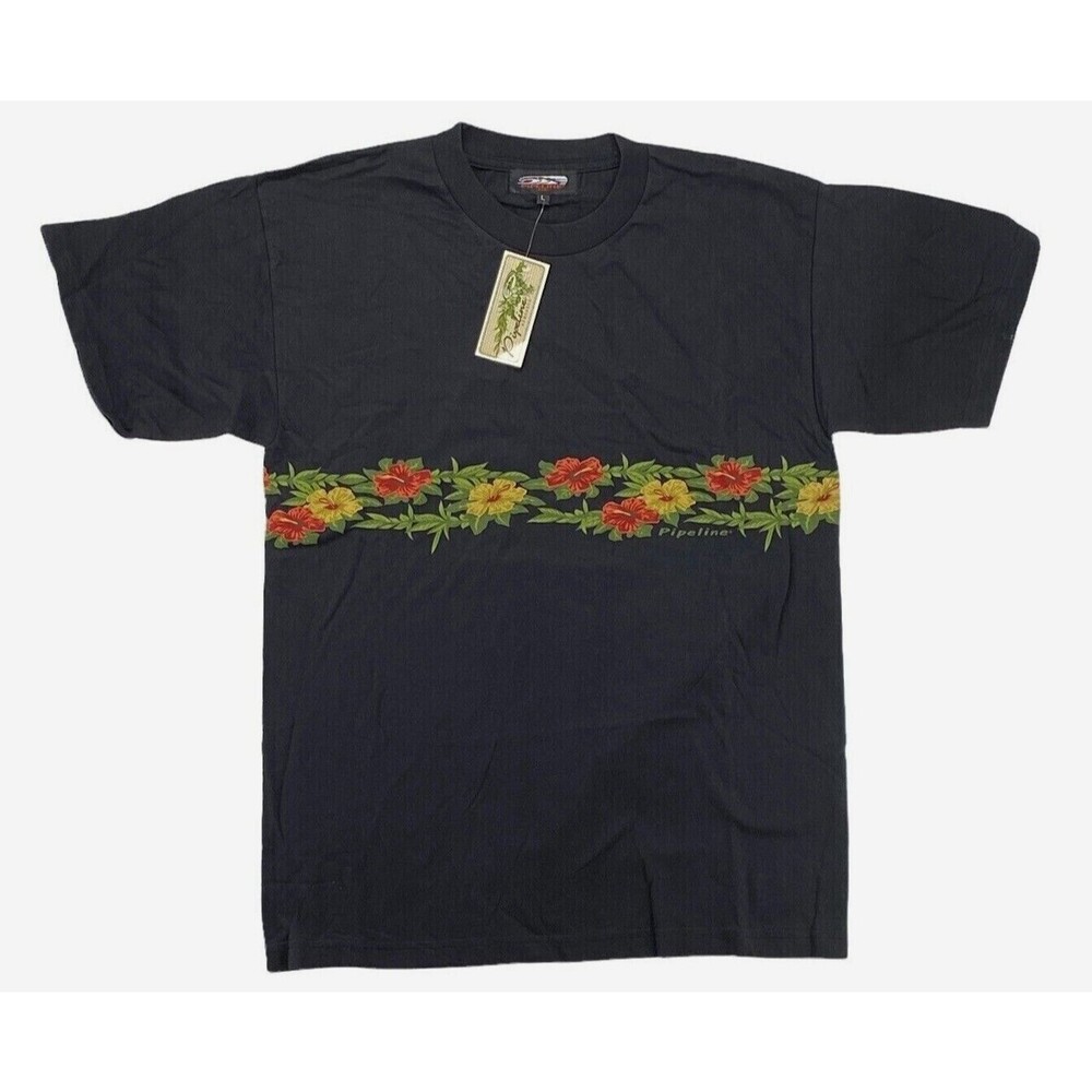 Pipeline T-Shirt Size Large Black Spirit of Hawaii Surf 1990's Made IN USA